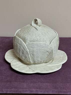 Vintage Italy Bassano Costa per Barbi Basket Weave Lidded Tureen and Underplate